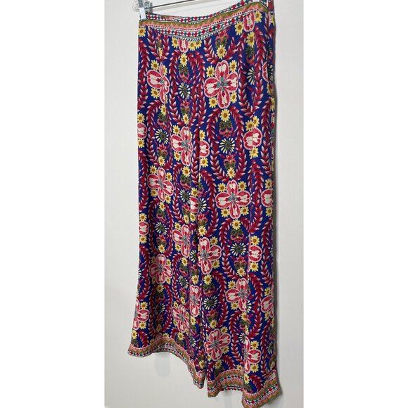 Ark & Co Floral Wide Leg Pants M Red Blue Festival Boho Flowy Palazzo Trousers - Picture 6 of 12